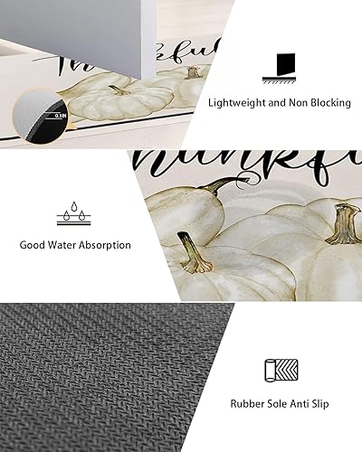 Miniatura 3 de Tapete de baño de calabaza de Acción de Gracias para bañera, antideslizante, de secado rápido y absorbente, de tierra de diatomeas, tapete para