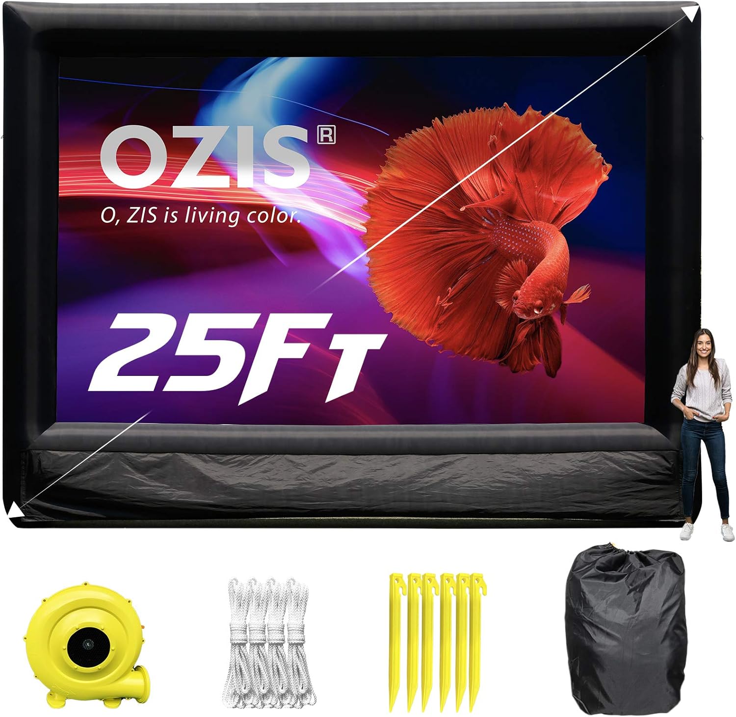 Flаѕh Dеаlѕ - 80% оƒƒ OZIS 25Ft Inflatable Outdoor Projector Movie Screen - Blow up Mega Movie Projector Screen with 450W Blower Include - Supports Front and Rear Projection - Easy to Set Up Bеѕt Cуbеr Mоndау 🔥 OZIS 25Ft Inflatable Outdoor Projector Movie Screen - Blow up Mega Movie Projector Screen with 450W Blower Include - Supports Front and Rear Projection - Easy to Set Up