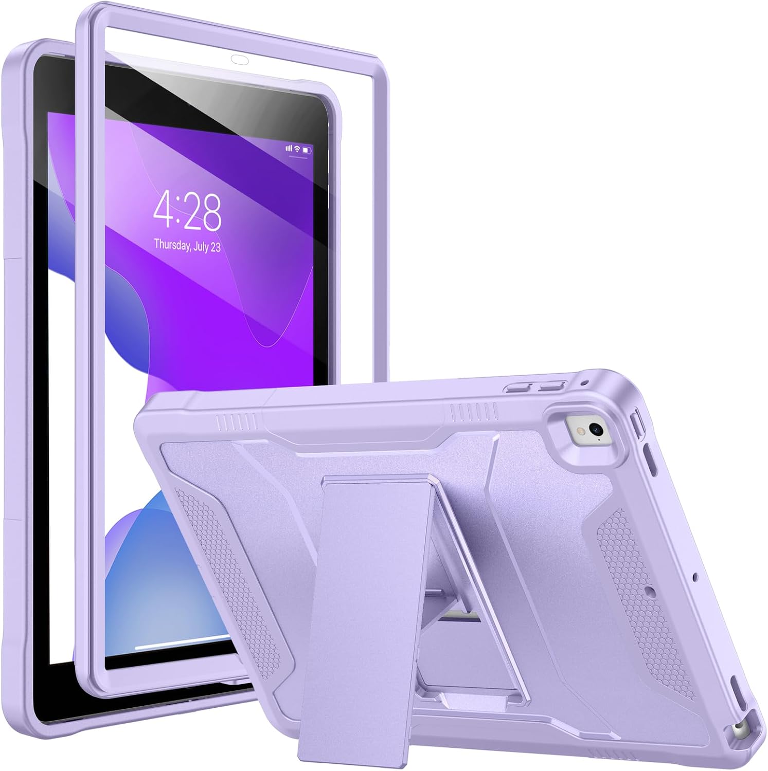 Soke Case for iPad 6th/5th Generation 9.7 Inch 2018/2017,with Built-in Screen Protector and Kickstand, Rugged Full-Body Heavy Duty Protective Cover for Apple iPad Air 2 /Pro 9.7 - Violet