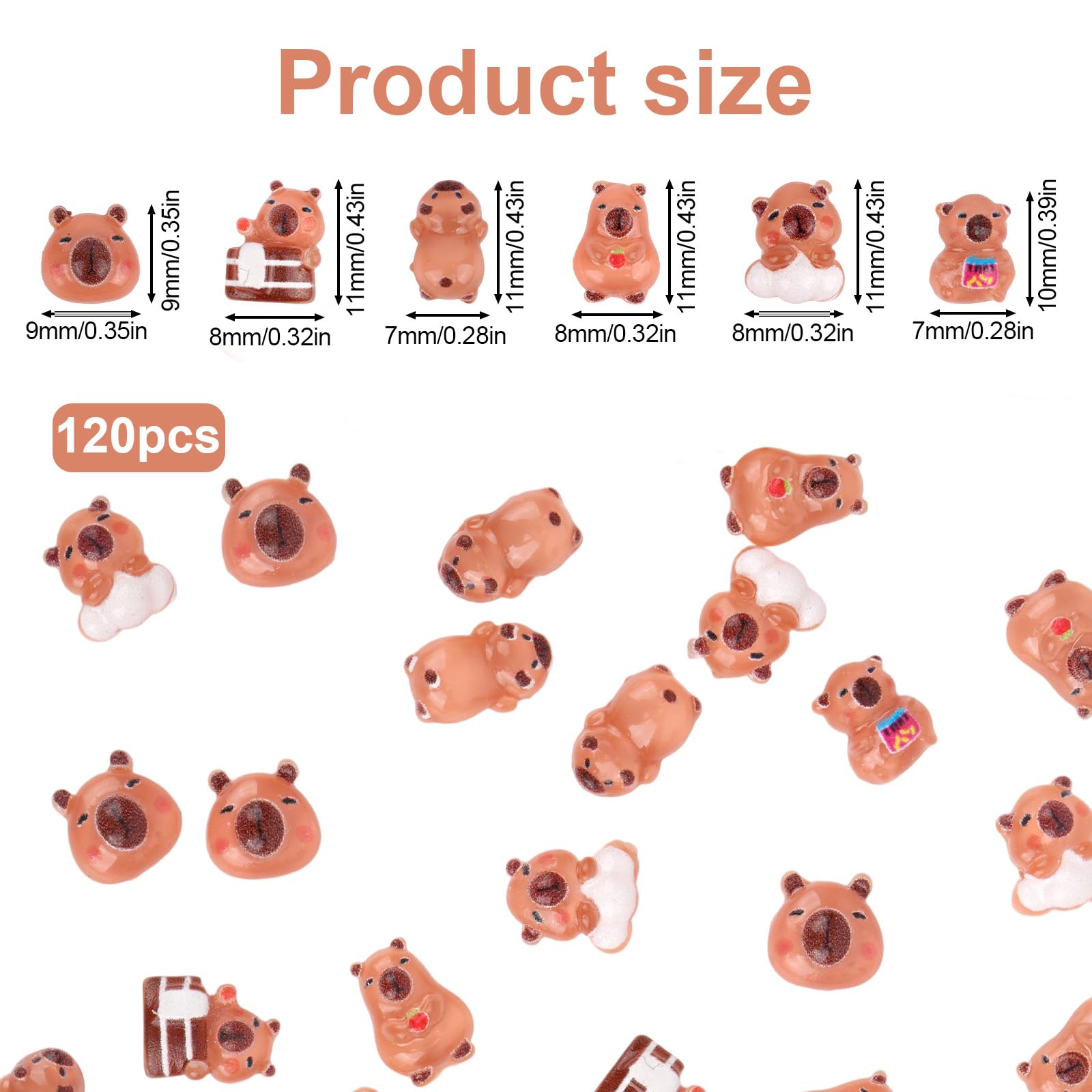 Set De 120 Mini Capibaras De Resina | 6 Estilos Adorables Para Decoración De Paisajes Y Manualidades
