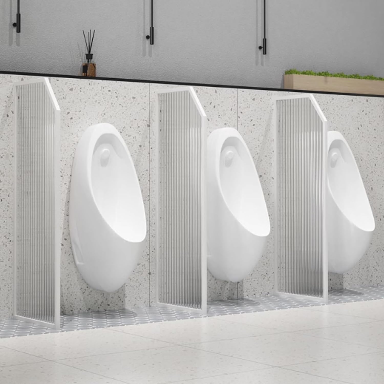 Glass Room Divider Office Partition Tempered Glass Panels Table Dividers Panels Partitions，Transparent Glass Urinal Partition Wall for Men, Enhanced for Public Restrooms, Ideal for Hotels, S