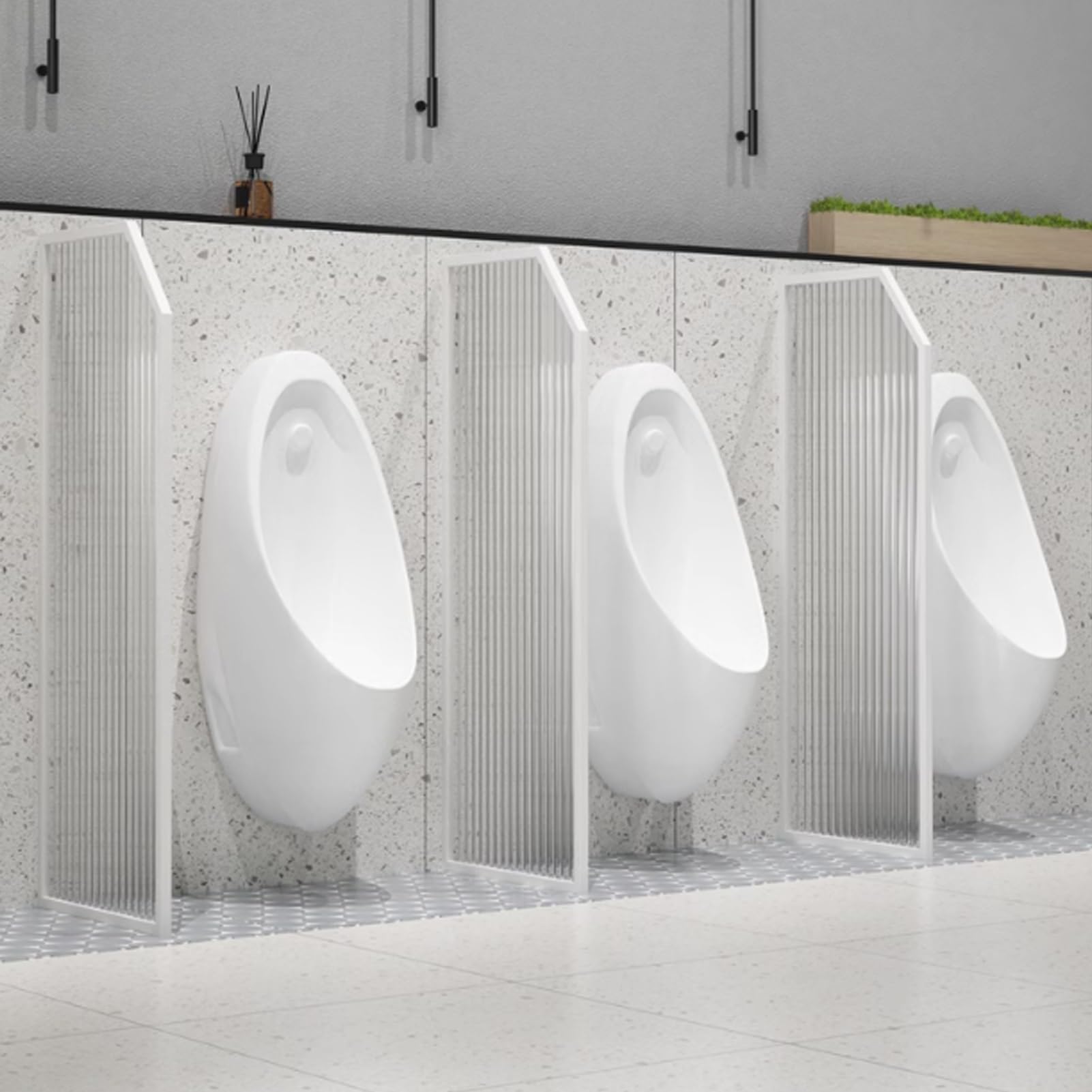 Séparation d'urinoir en verre pour toilettes publiques d'hôtel