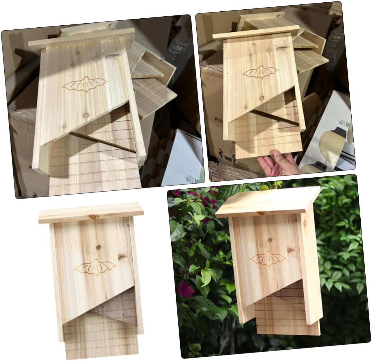 ABOOFAN Bat House Weatherproof Handmade Bat Shelter for Outdoor Use for Garden Backyard and Design for Wildlife Enthusiasts