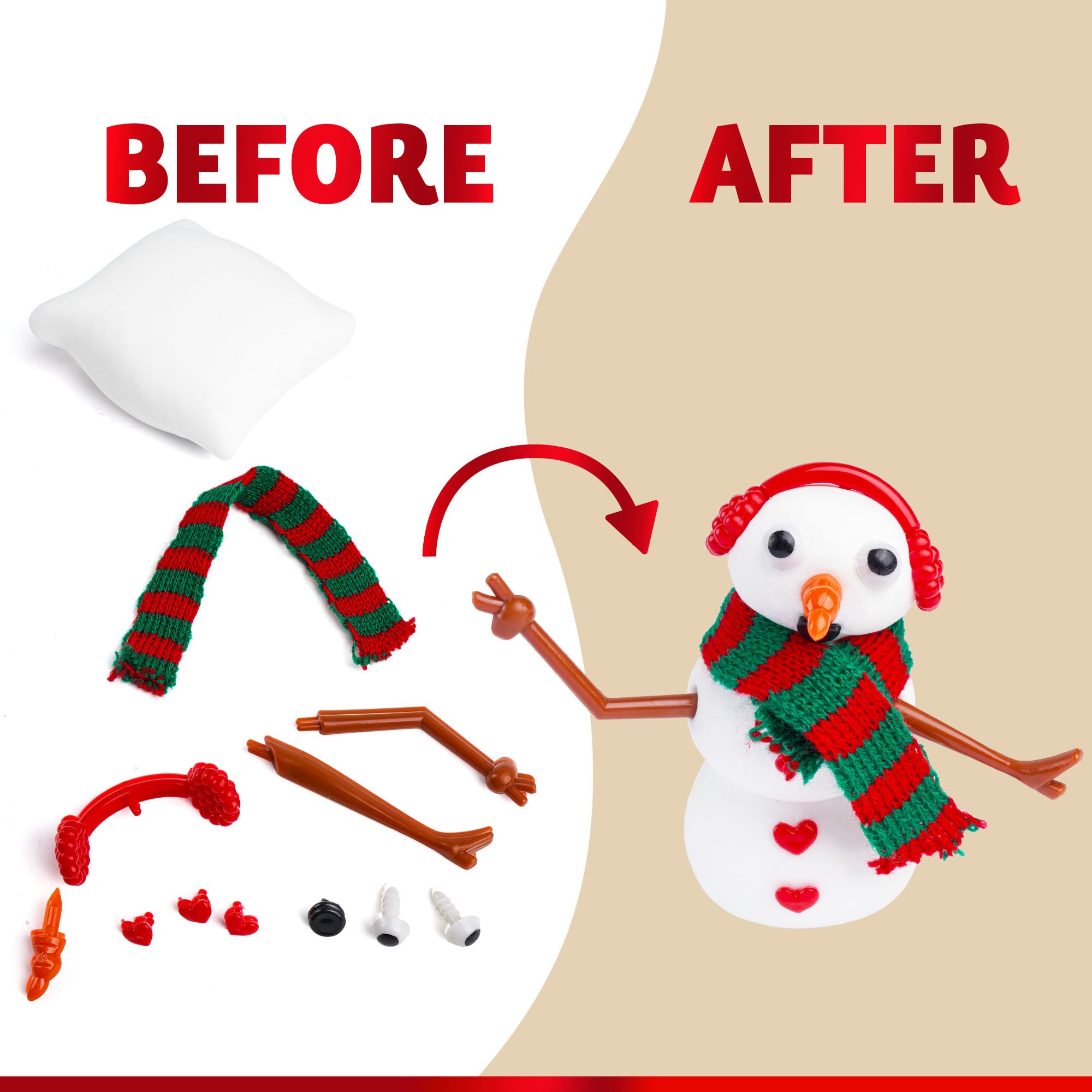 JOYIN Schneemann-Bastelset zum Selberbauen, 12-teiliges Schneemann-Bastelset für Weihnachtskunst und Bastelaktivitäten, Weihnachtsgeschenk, Strumpffüller für Kinder, Partygeschenk, Schule, lustiges