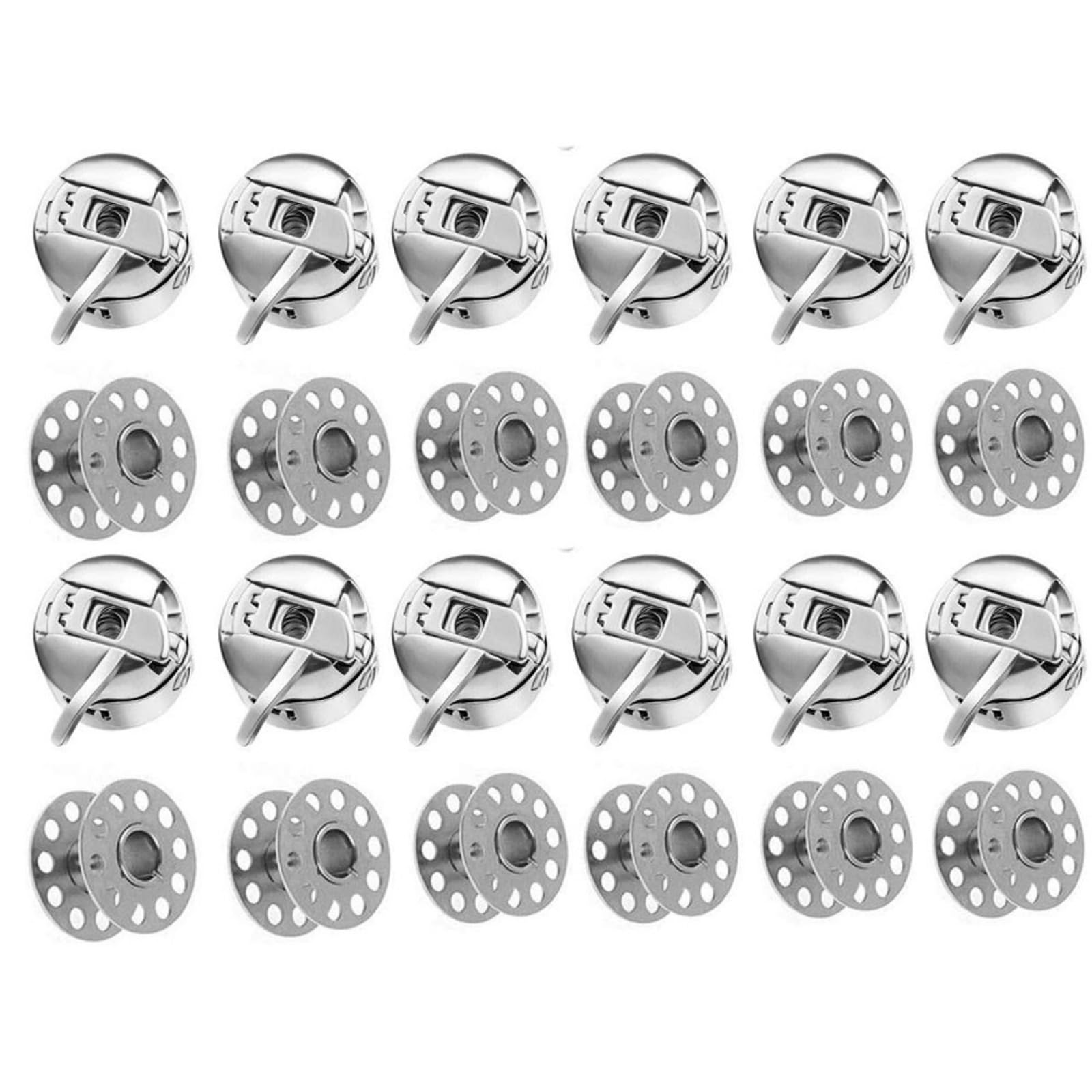 Tsophreniq Multifuntional 24Piece Sewing Machine Bobbin and Bobbin Case Set Steel Texture Suitable for Various Sewing Projects Metal Case