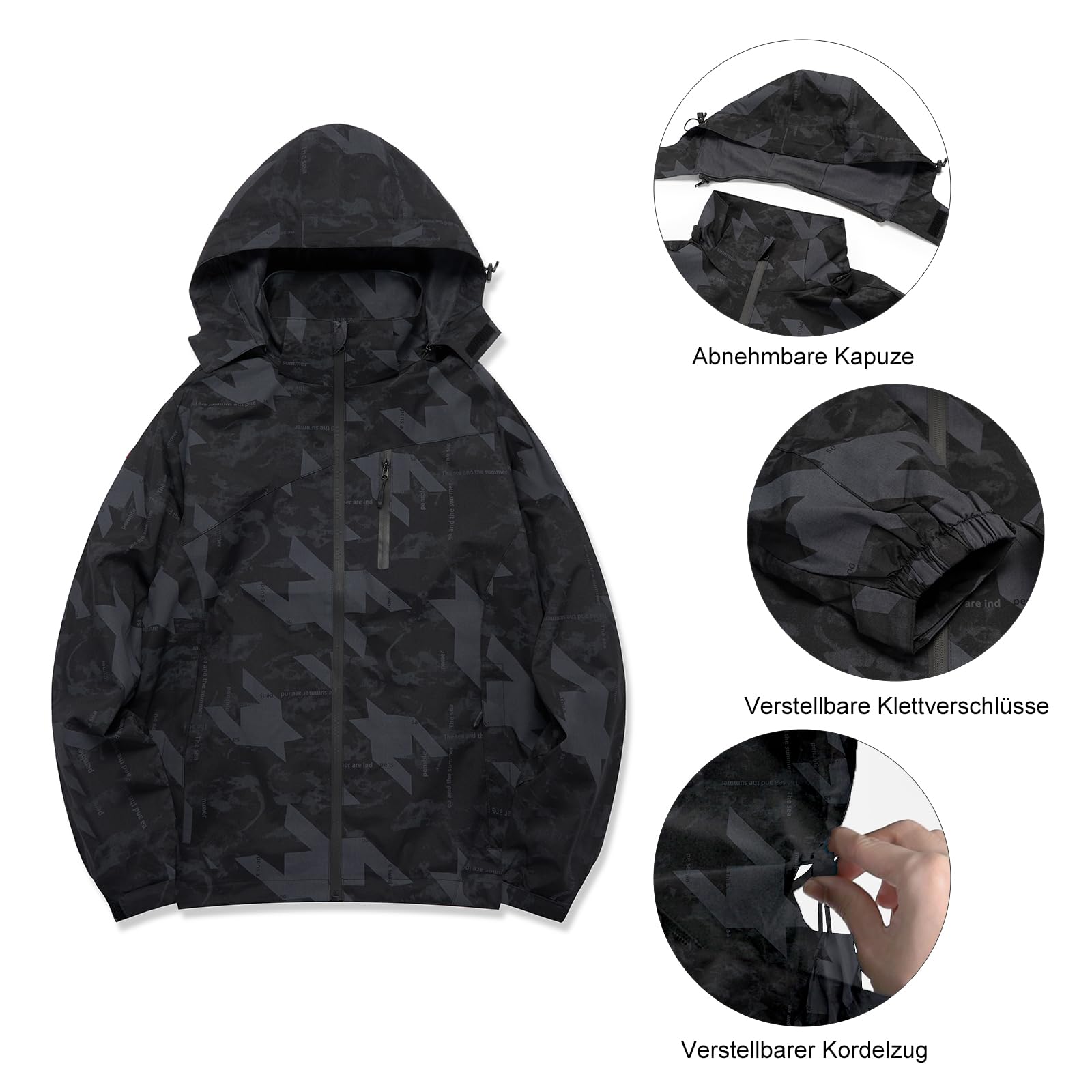 LBL Softshelljacke für Herren Wasserdicht Outdoor Jacken Warme Gefütterte mit Abnehmbarer Kapuze Atmungsaktive Wanderjacke übergangsjacke