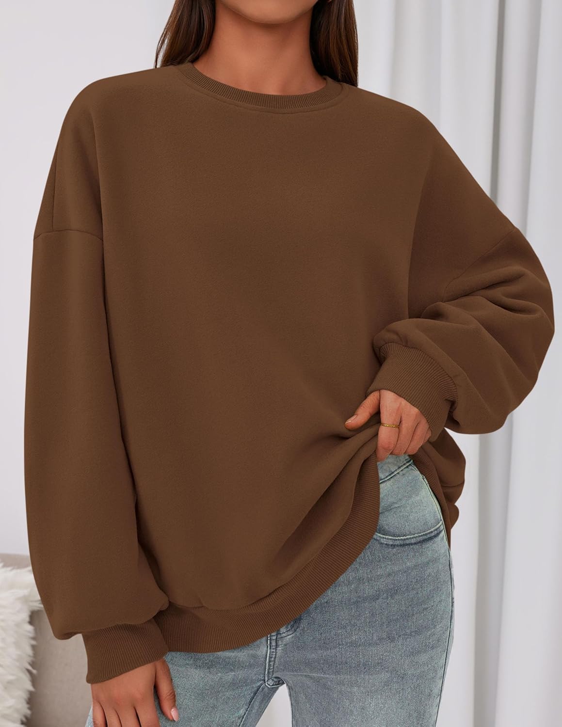 PRETTYGARDEN Sweatshirt for Women Oversized Crewneck Long Sleeve Pullover Fleece Top 2026 Fall Winter Fashion Outfits Clothes