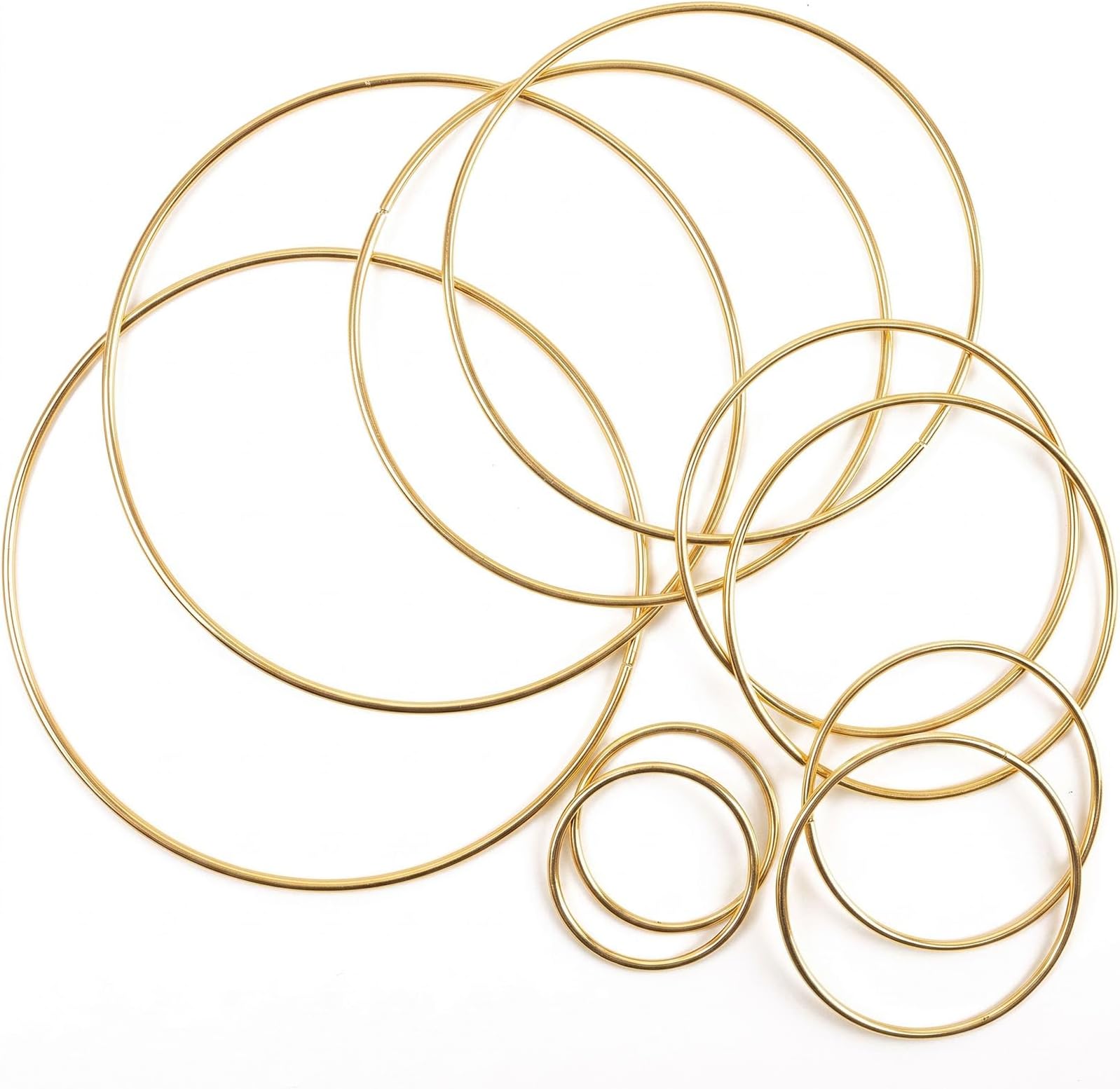 BigOtters 10PCS Craft Hoop Rings, 2"-6" Gold Metal Floral Hoops