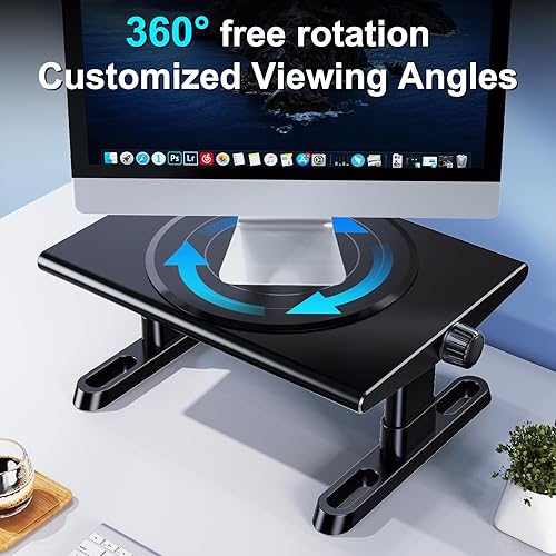 Miniatura 2 de Soporte elevador para monitor para escritorio, rotación de 360 libremente altura ajustable por perilla, 4.4-5.8 pulgadas, soporte ergonómico para