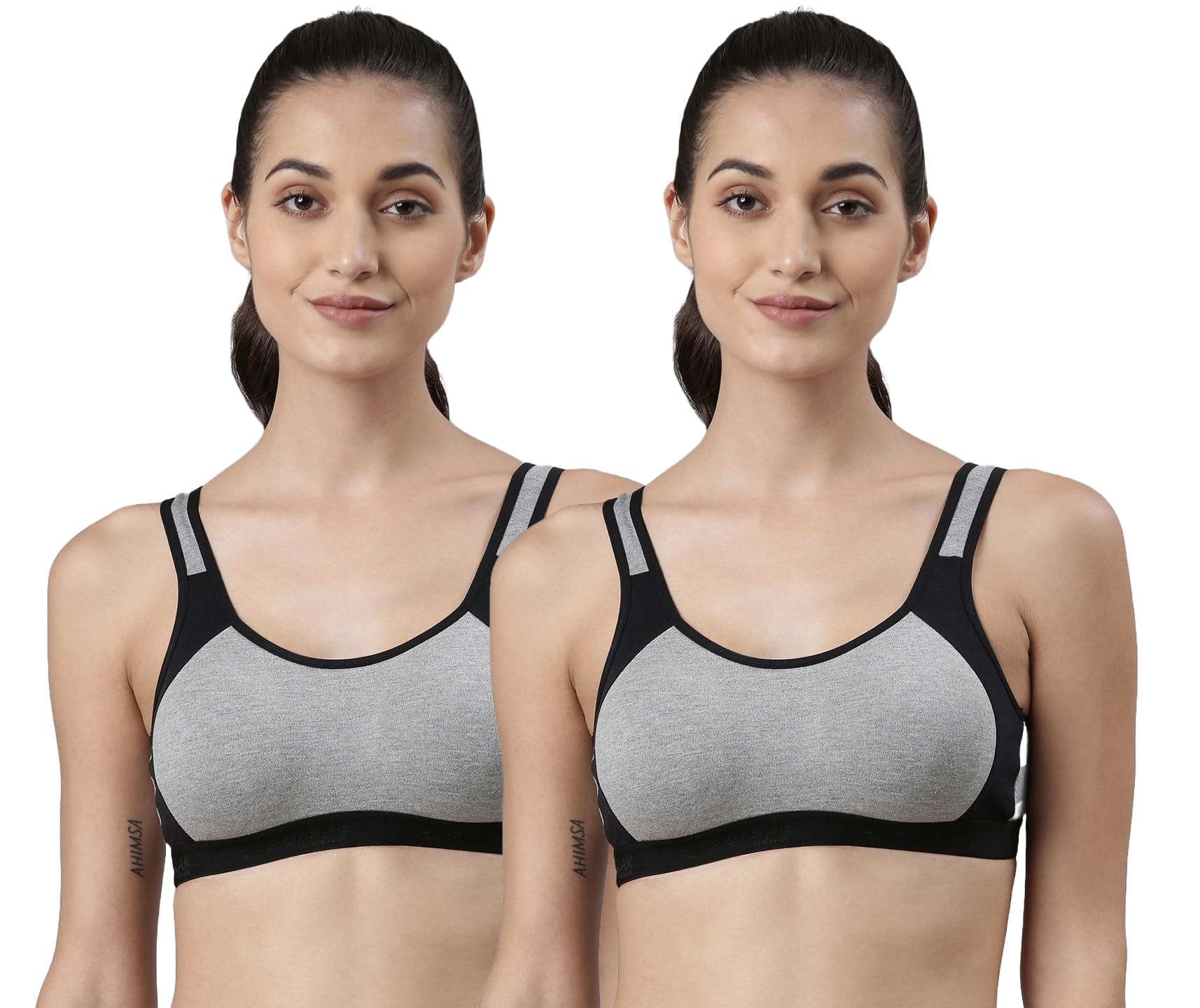 Dollar Missy Pack of 2 Women's Cotton Wire-Free Moulded Sports Bra-picture-12