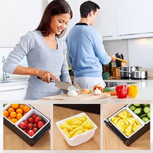 Miniatura 13 de Contenedor de condimentos refrigerado por hielo, bandeja de guarnición refrigerada con 6 compartimentos con tapa con bisagras (6 compartimentos)