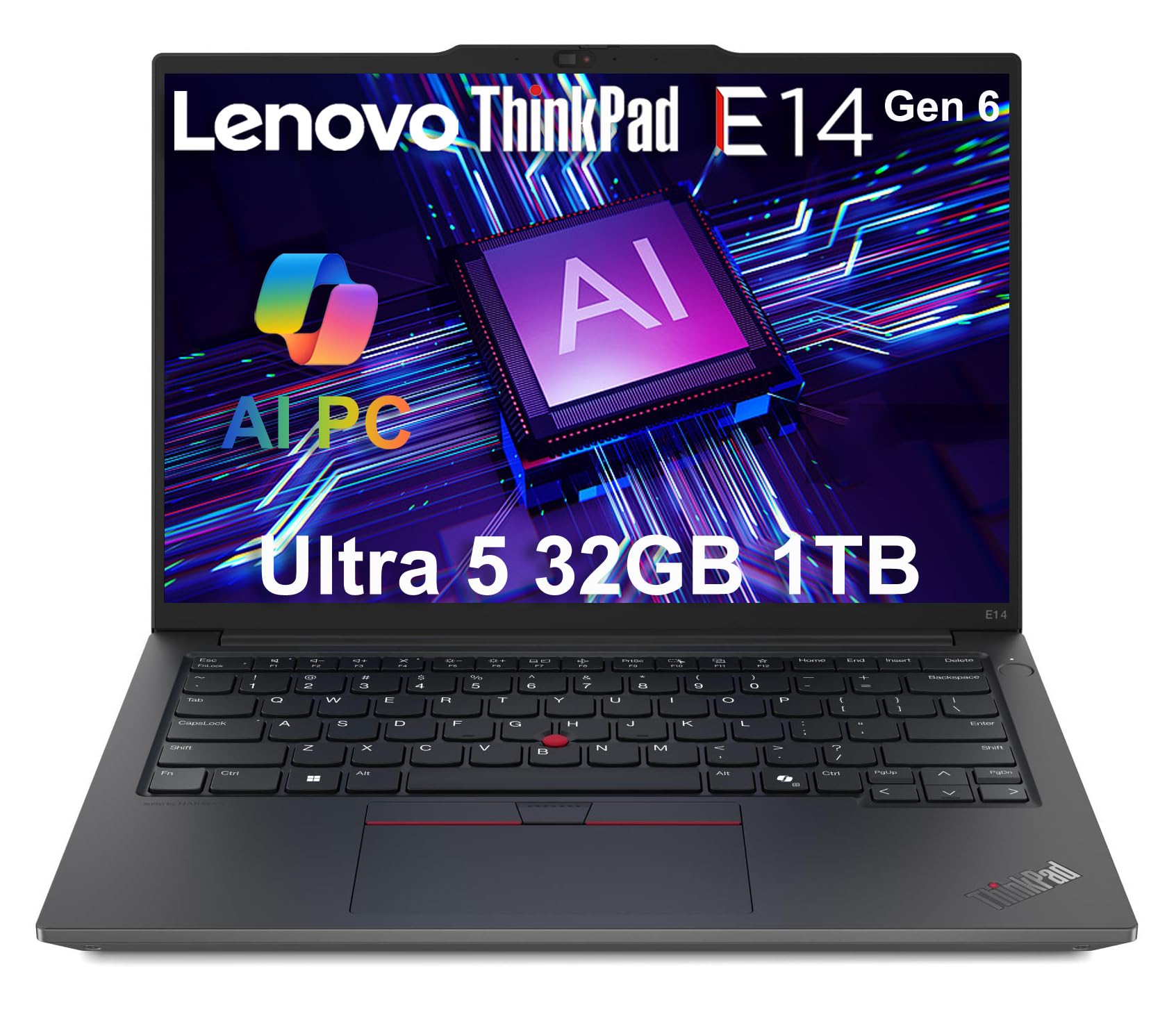 Lenovo ThinkPad E14 Gen 6 Business AI PC Laptop (14" FHD+ Anti-Glare, Intel 12-Core Ultra 5 125U (> i7-1355U), 32GB DDR5, 1TB SSD) Backlit KB,