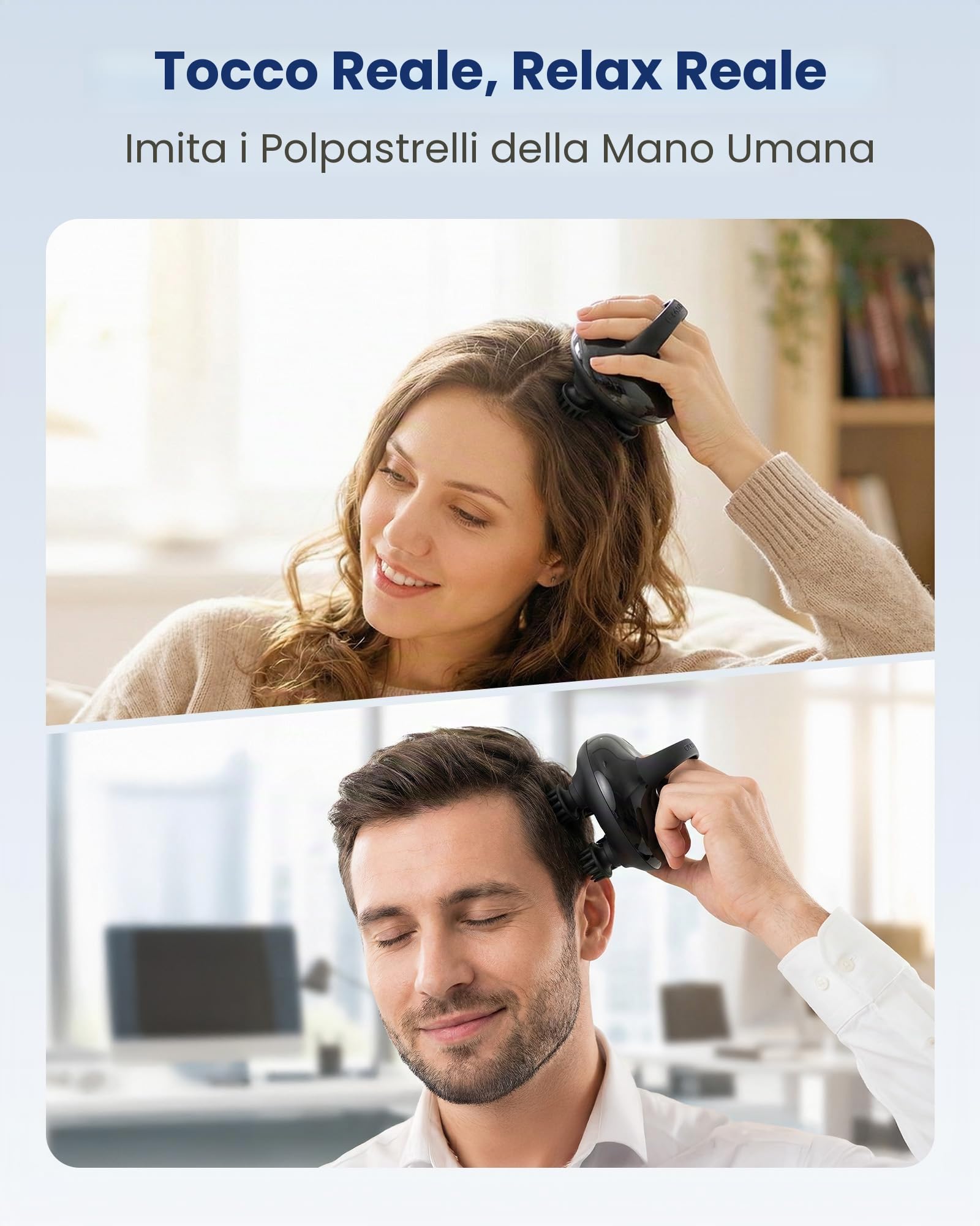 COMFIER Massaggiatore cordless per cuoio capelluto con 3 modalità di impasto, massaggiatore per la testa impermeabile con 8 artigli per la pulizia profonda, raschietto, massaggiatore per il corpo per