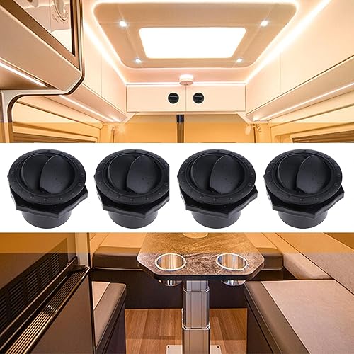 Miniatura 3 de 4 piezas deflector de aire acondicionado para salpicadero, ventilación lateral de techo  rejilla de escape de rejilla redonda para automóvil, RV,