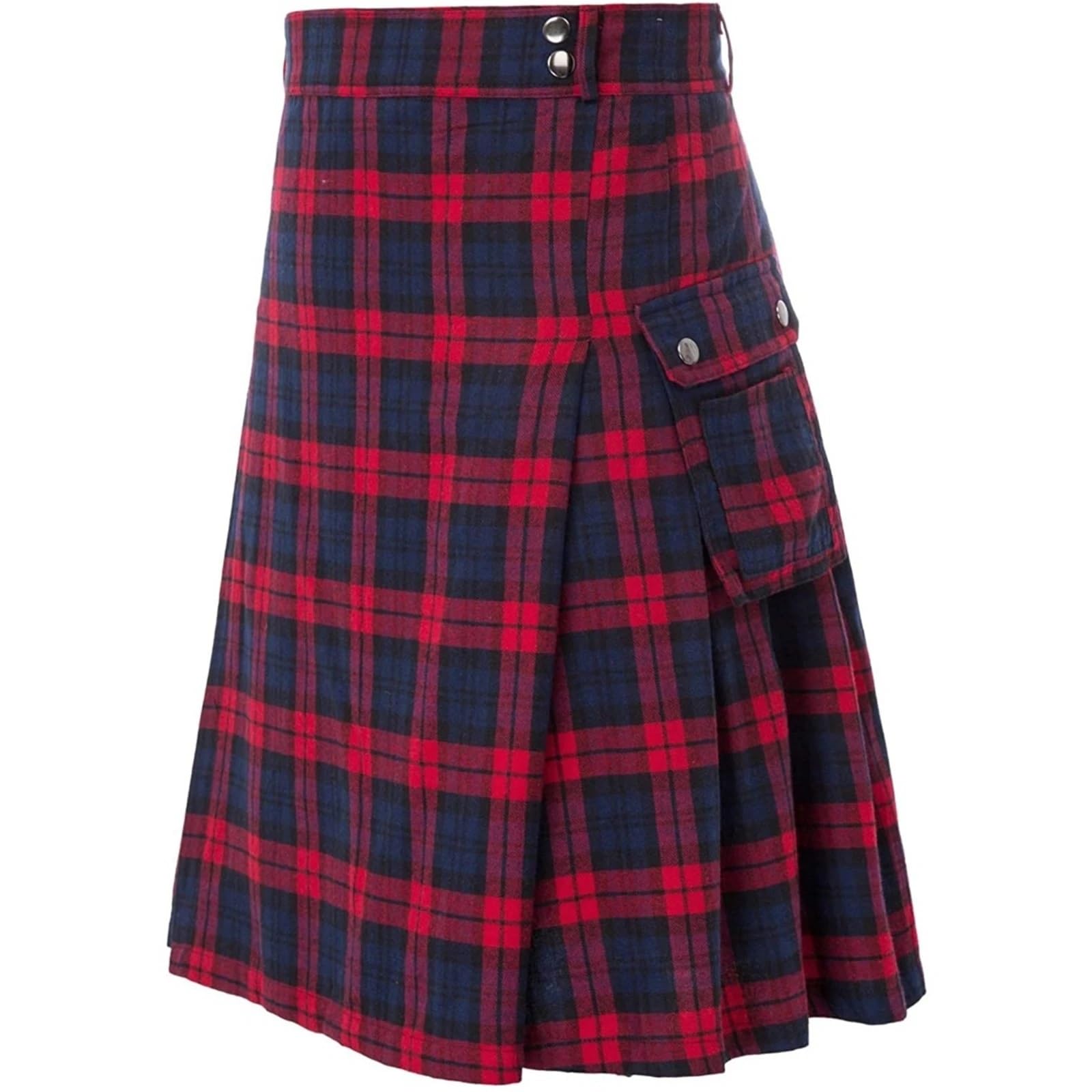 AMEEDA Lightweight Kilt Scottish Mens Skirt Traditional Highland Tartan Utility(Red2,S)