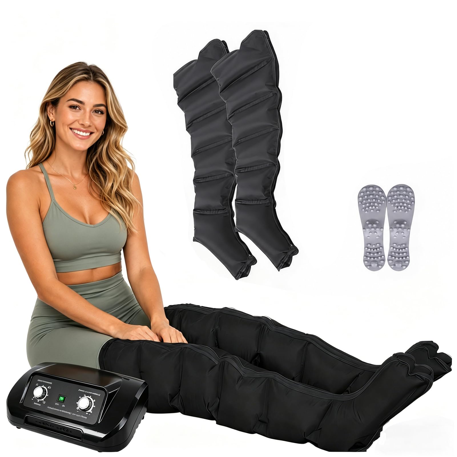 Aparato de Presoterapia y Drenaje Linfático de 6 Cámaras L/XL Masajeador por Compresión Tratamiento para Lipedema, Botas de Aire para Circulación y Alivio del Dolor