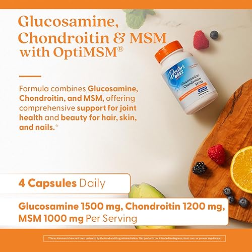 Miniatura 5 de Doctors Best Glucosamina condroitina Msm con cápsulas OptiMSM que apoya la estructura articular saludable función y comodidad sin OMG sin gluten sin