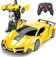 Vista 7 de Coche RC, Juguetes de Coche a Control Remoto para Regalos de Cumpleaños de Niñas, 1:18 Coches de Juguete Robot de Transformación Rosa con Luces LED