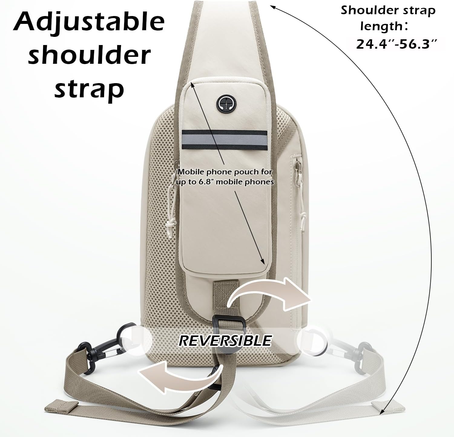 Sling Bag for Women, Crossbody Sling Chest Daypack Shoulder Cross body Bags for Casual Commuting Work Travel Sport Hiking,3.4L,Green Beige - Image 5