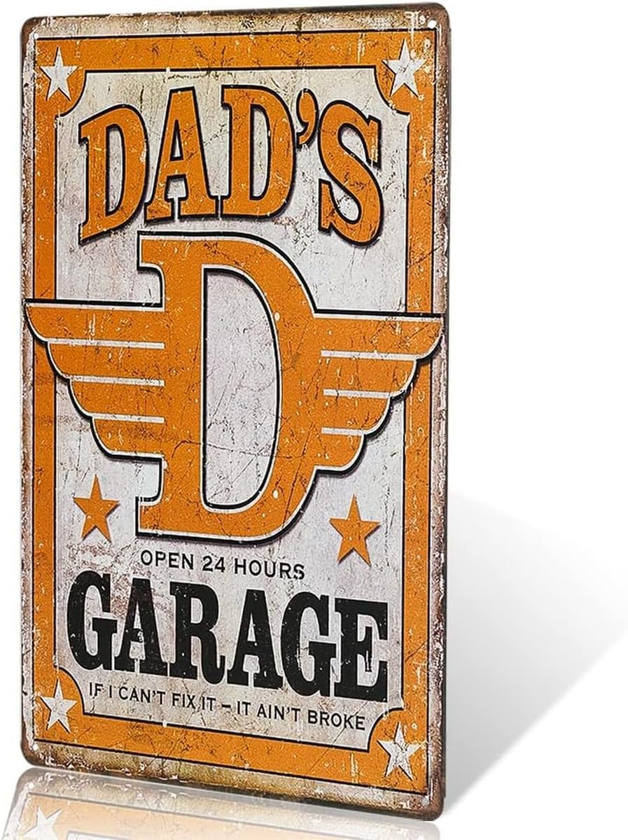 dingleiever Funny Metal Sign, Dad's Garage - 12x8 inch