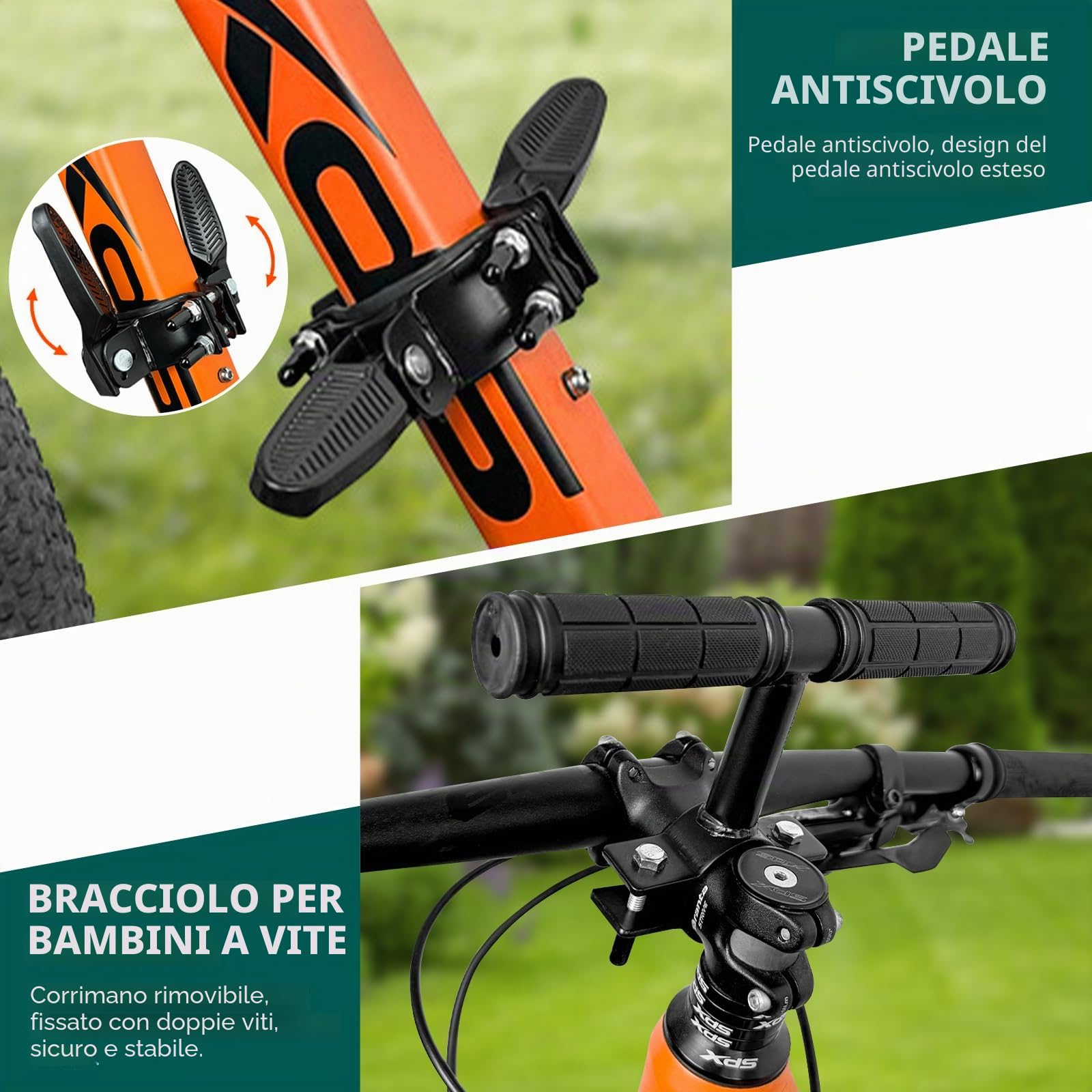 Seggiolino per bicicletta anteriore, mountain bike, anteriore con manubrio e pedale, sedile anteriore per bambini, seggiolino per bicicletta, seggiolino per bambini, seggiolino per bicicletta