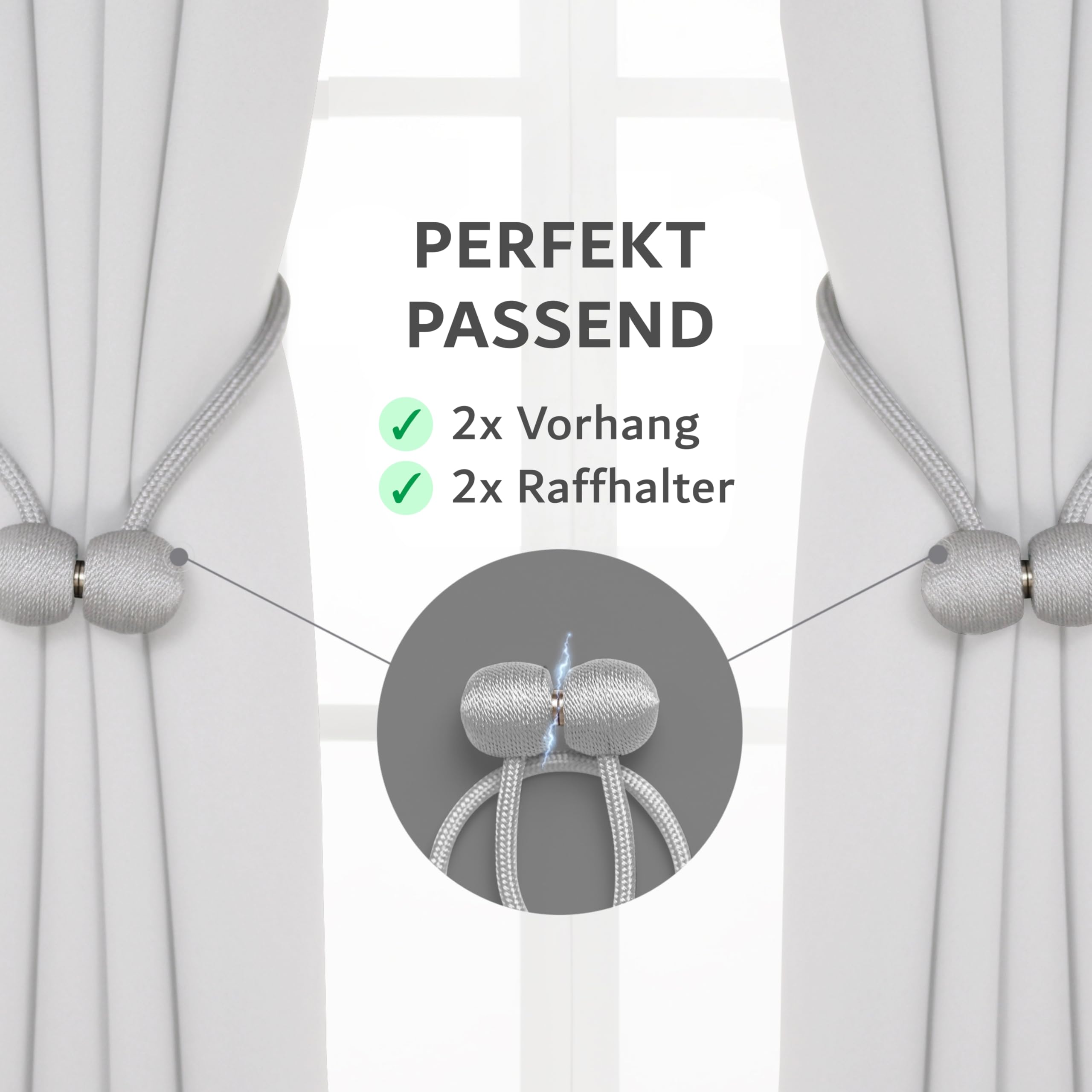 Cozyor Blickdichte Vorhänge Gardinen 2er Set mit Magnet-Raffhalter Thermogardine gegen Kälte, weiß Purity, Gardine mit Ösen für Schlafzimmer, Wohnzimmer, Kinderzimmer 160x135 cm
