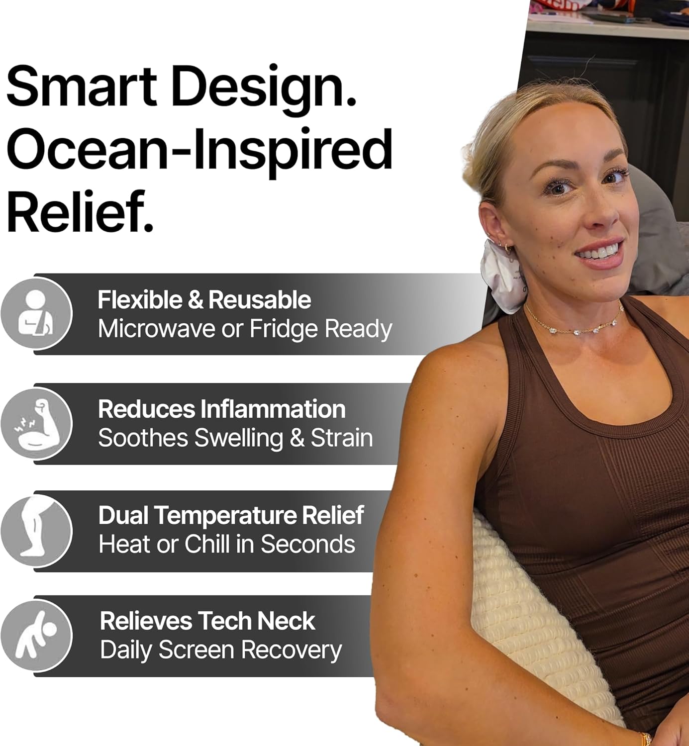 CastleFlexx Dual Hot & Cold Therapy Packs | Gel-Free, Flexible & Reusable for Neck, Shoulders, Joints & Muscles | Microwave & Freezer Safe | Ideal for Daily Relief - Stone