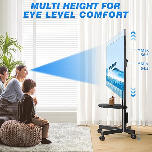 Miniatura 4 de Rfiver Carrito de TV móvil con toma de corriente, soporte de TV rodante para televisores de pantalla plana LCD LED OLED de 23 a 60 pulgadas de