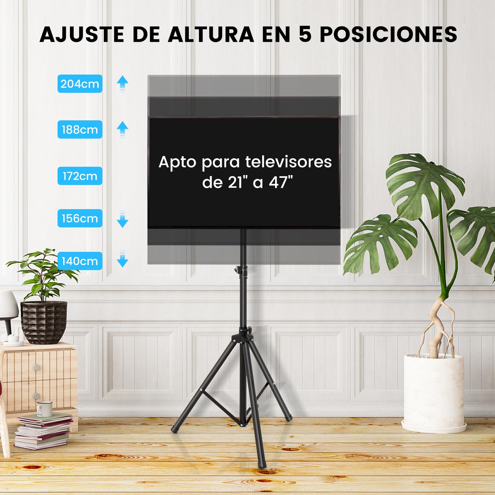 COSTWAY Soporte TV Pie para Pantallas 21-47 Pulgadas, Altura Ajustable y Capacidad de Carga de 35 kg, Soporte de Mesa para Televisor LCD OLED, Base Antideslizante