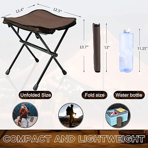Miniatura 2 de Wesqunie Taburete plegable portátil para campamento, 13.7 pulgadas de altura, compacto y plegable, silla de campamento al aire libre, reposapiés,