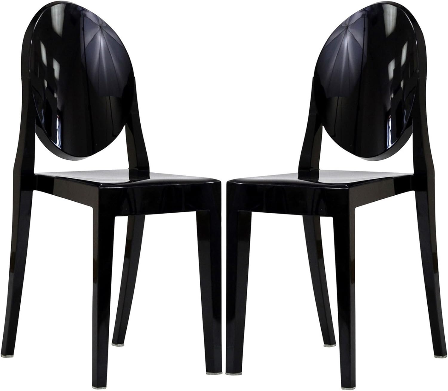 Modway Casper Modern Acrylic Stacking Two Dining Side Chairs in Black