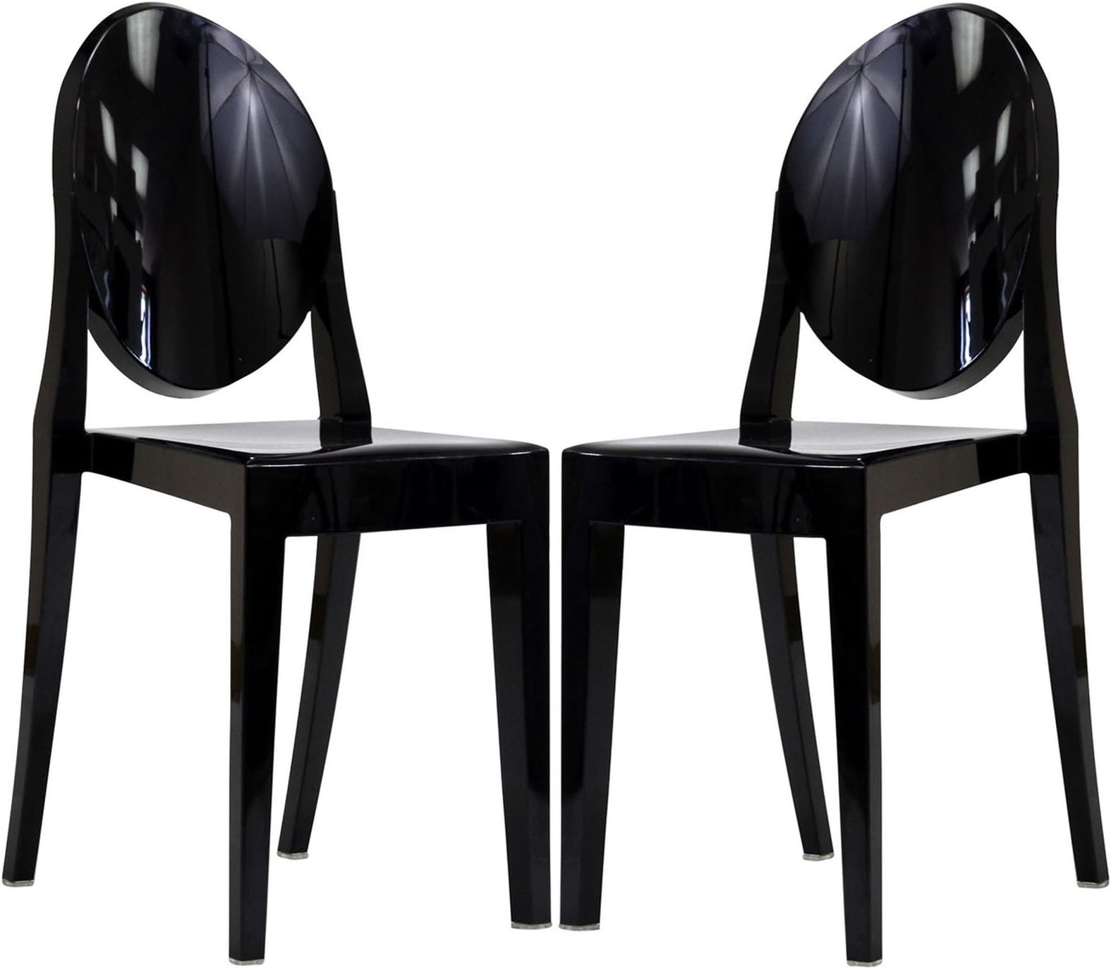 Casper Modern Acrylic Stacking Two Dining Side Chairs in Black