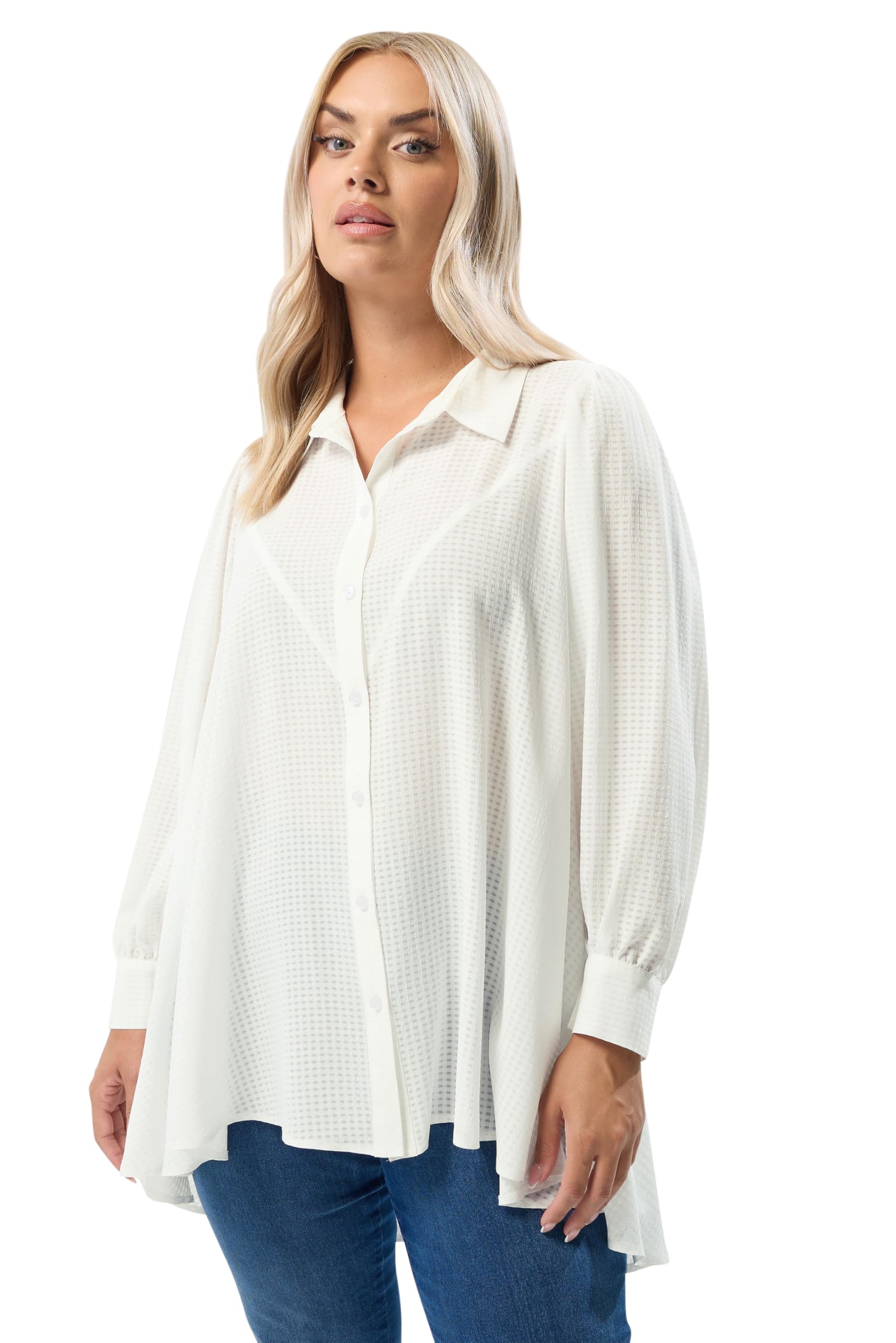 Yours Curve Dipped Hem Shirt - Women's - Plus Size Curve White