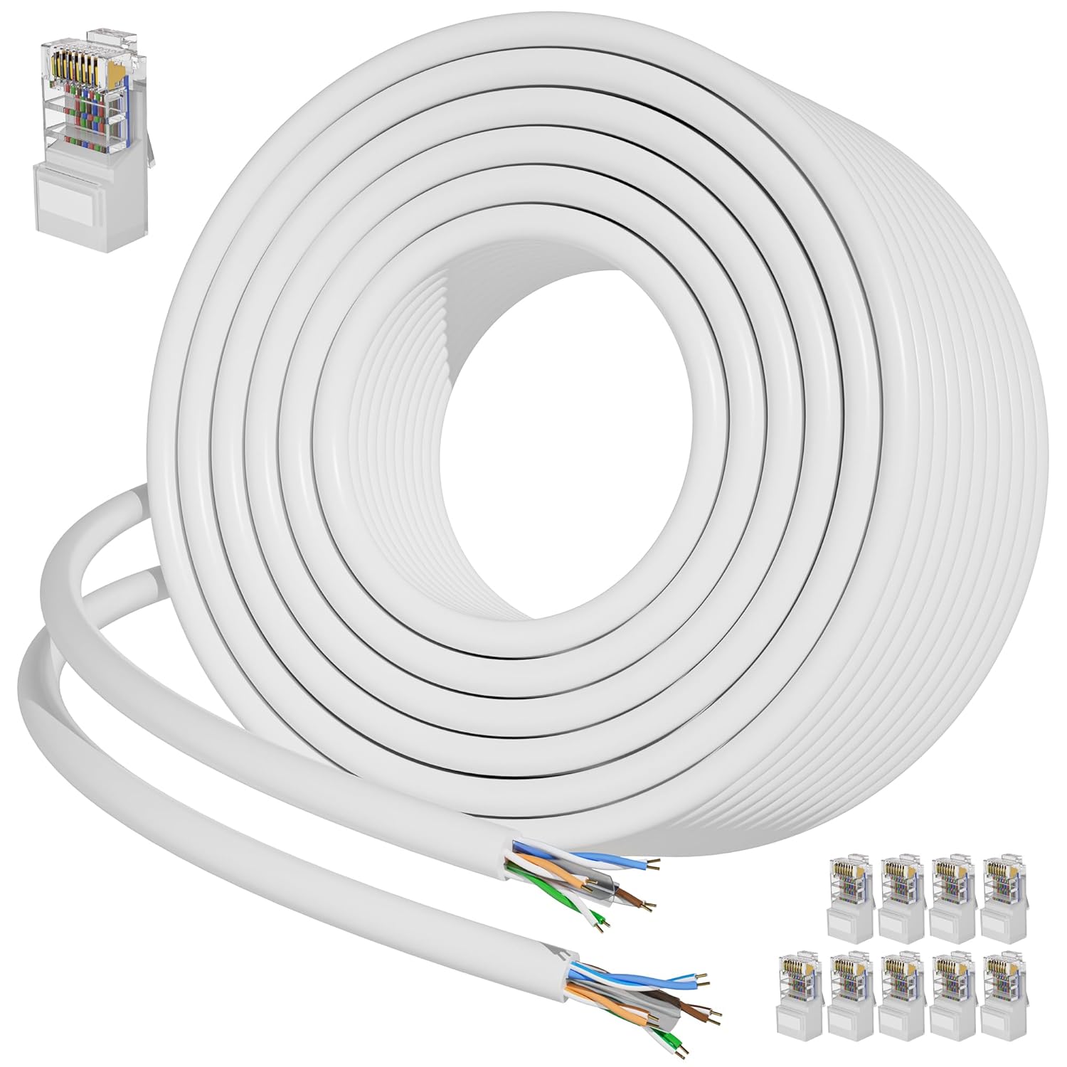 Soibke Cat 6 Ethernet Cable 200ft (10 RJ45), Outdoor & Indoor, Cat 6 Patch Cable, Cat6 Internet Cable, UTP Network Cable, Heavy Duty 23AWG, Compatible for PC, Laptop, Router,