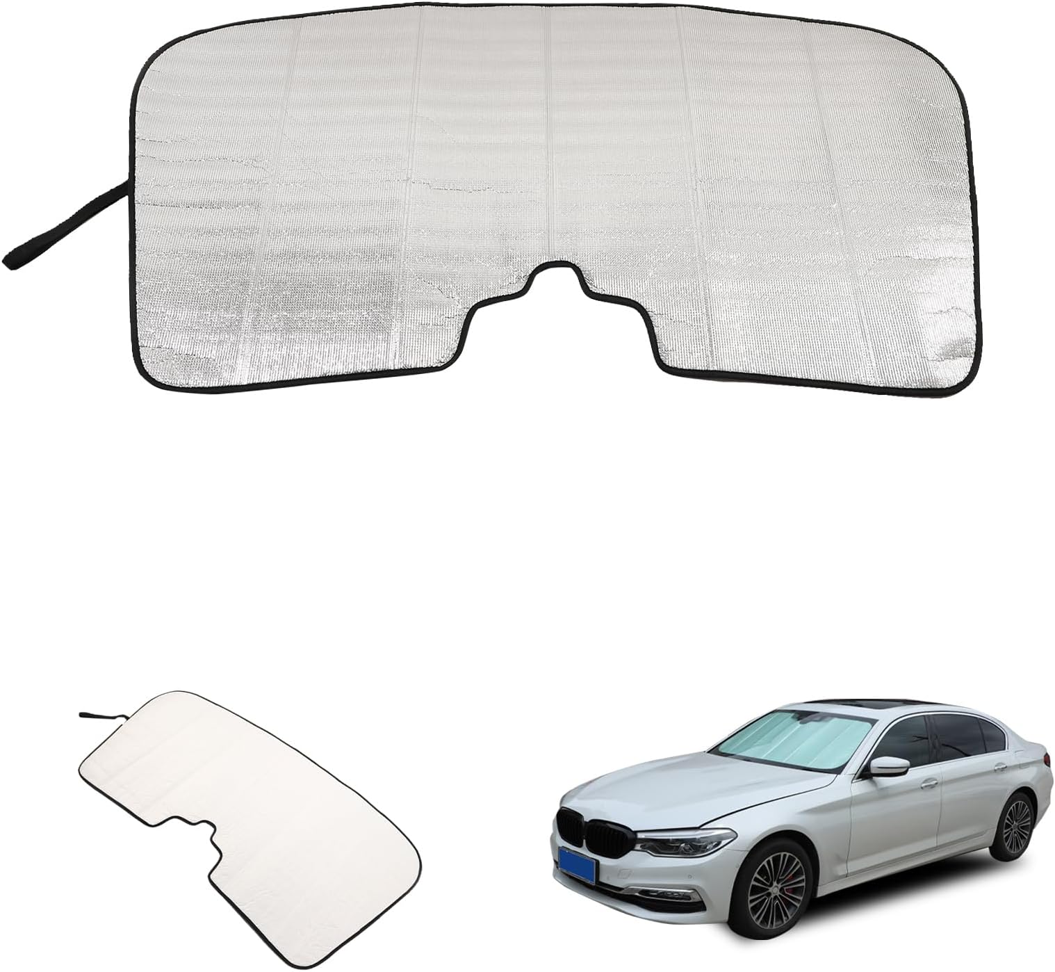 Windshield Sun Shade Compatible with BMW 5-Series G30 G31 2017-2023 Foldable Front Windshield Sunshade Protector, Block UV Rays Keep Your Car Cooler