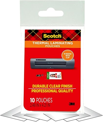 Scotch Bolsas de laminación térmica de alta calidad, 5 mil de grosor para protección adicional, paquete de 10 tarjetas de identificación con hojas