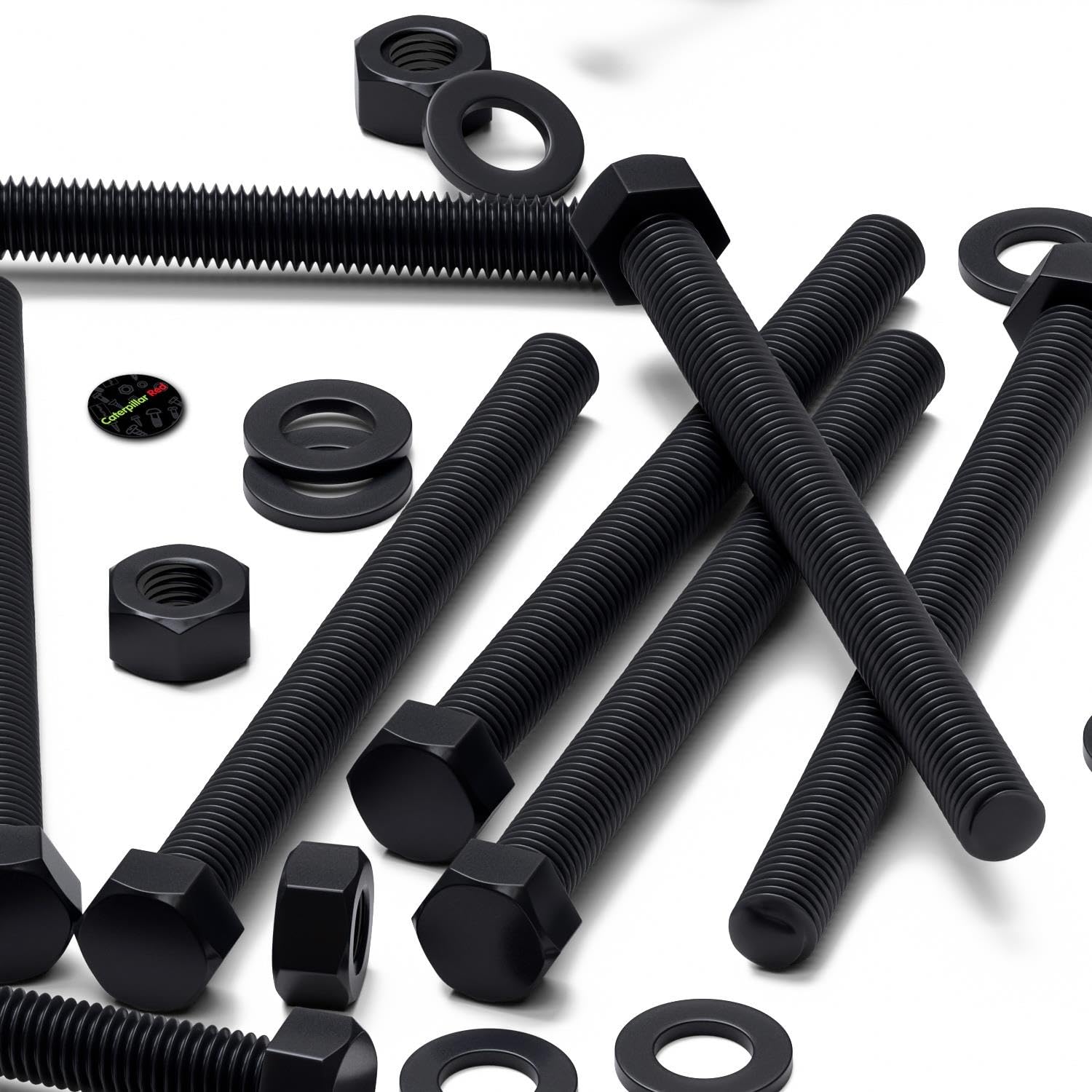 10 x Black Nylon Hex Head, M10 x 70mm, Plastic Nuts and Bolts, Washers, Hexagon, Nylon, (25/64 x 2 3/4 in)
