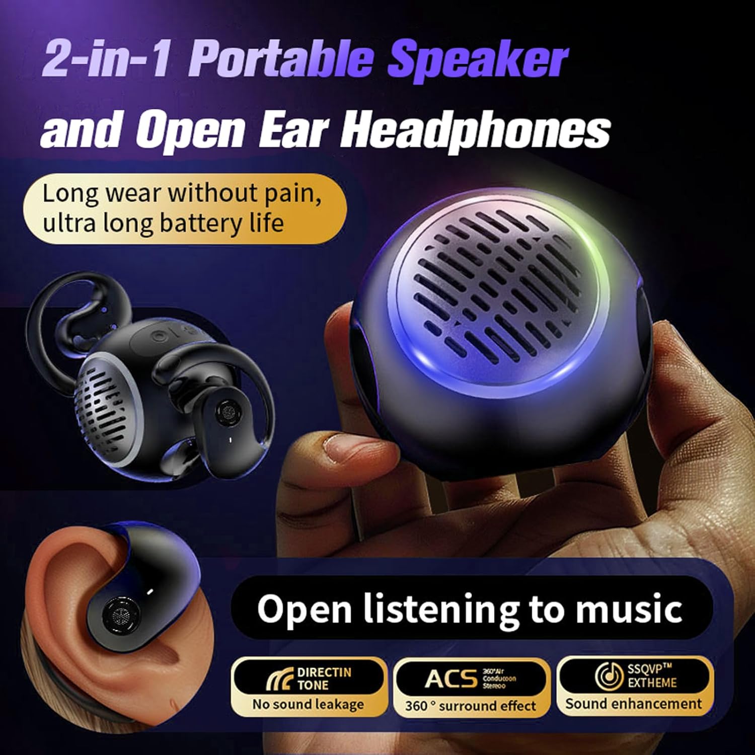 Mini Small Bluetooth Speaker with AI Language Translator Kids Earbuds Headphones Language Translation Earbuds Real Time for Kids Open Ear Buds Headphones Over Ear Translate Translating Earbuds