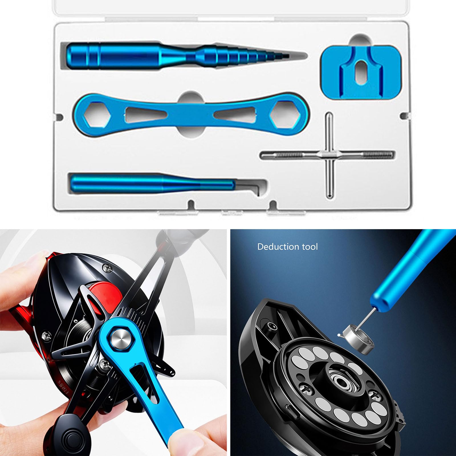 HUANGTNG Wheel Remover Tool Reel Repair Tool Set Reel Bearing Pin Remover Ball Bearing Maintenance Disassembling Wrench