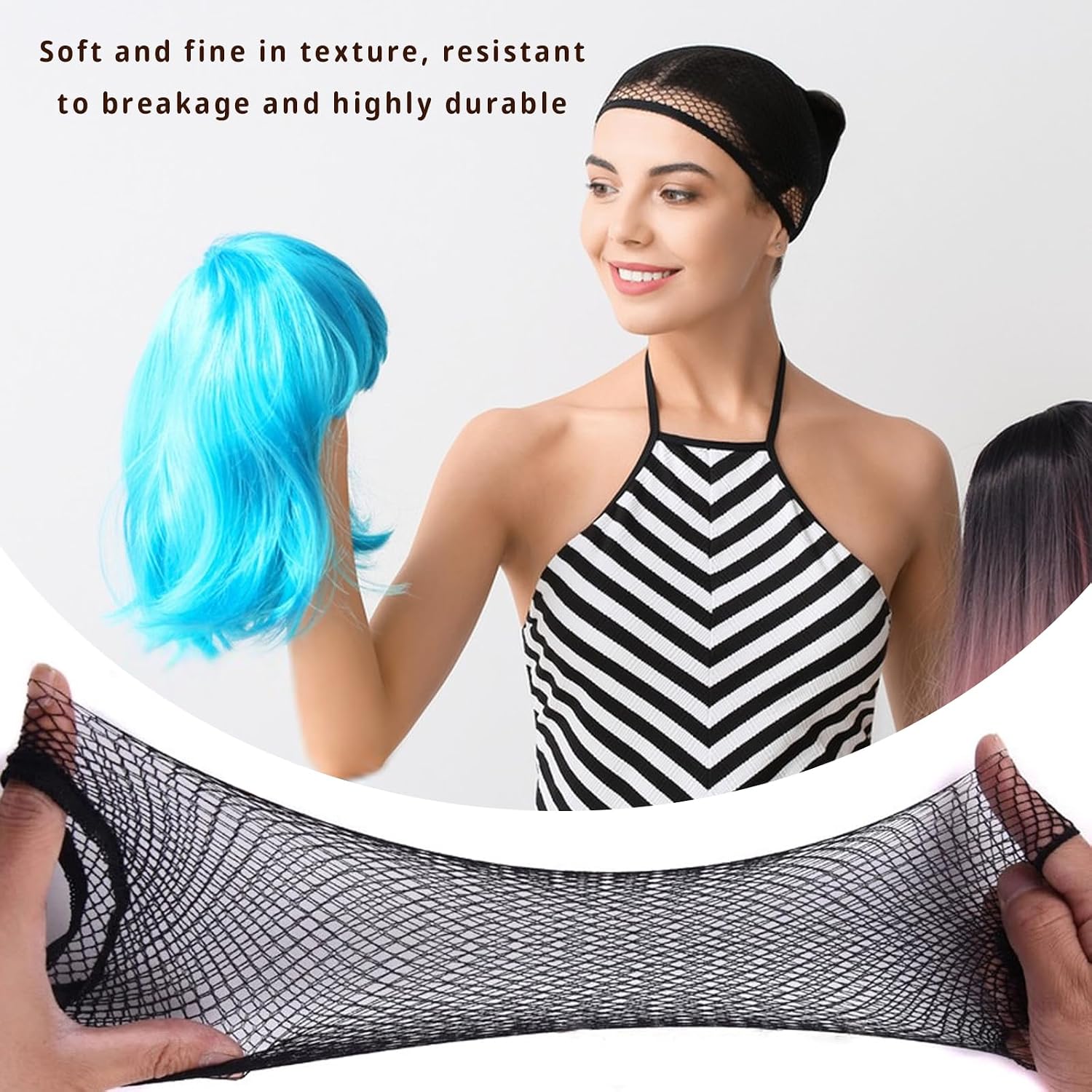 6 PCS Wig Caps for Women, Men non slip 2 Colors Mesh Hair Net Weaving Cap Non Slip Weave Close End Hair Net Mesh Wig Cap for Cosplay (Brown & Skin Tone)