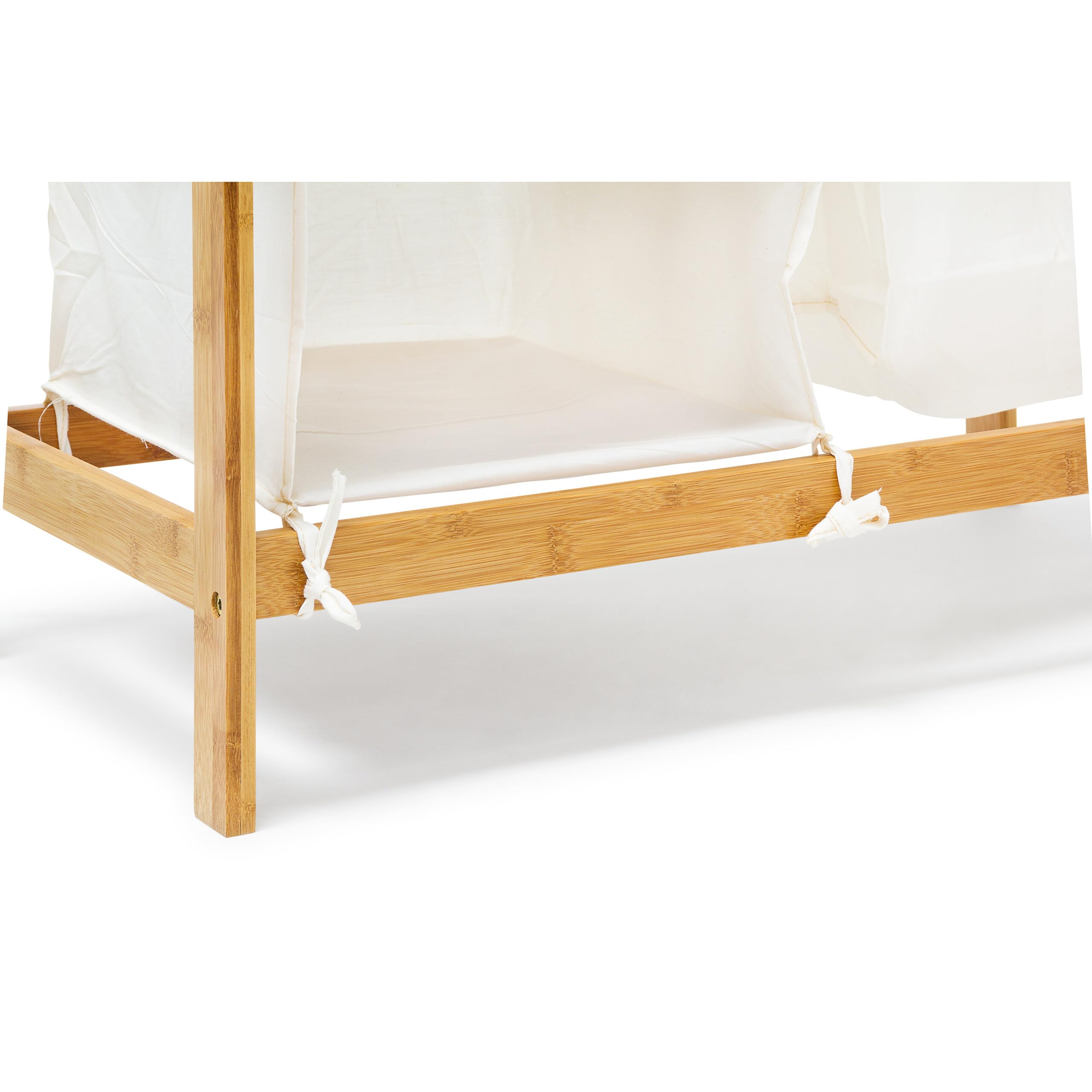 Relaxdays Scaffale Portabiancheria Linea, HLP: 77x69,5x36 cm, 40 Litri, 2 Ripiani Portaoggetti e 3 Scomparti, Naturale, Bambú, Marrone, 36x69.5x77 cm
