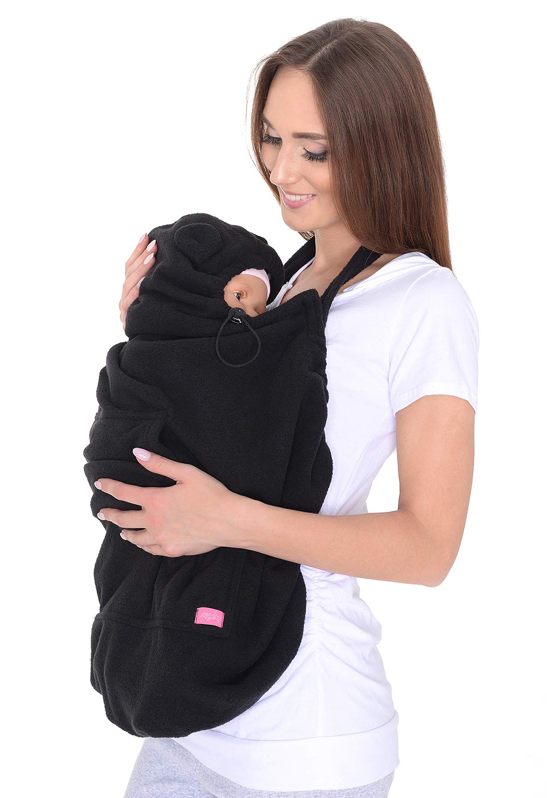 Mija - Tragecover, Universal Bezug für Baby Carrier/Tragetücher/Cape 4023 (Schwarz/mit Punkten)