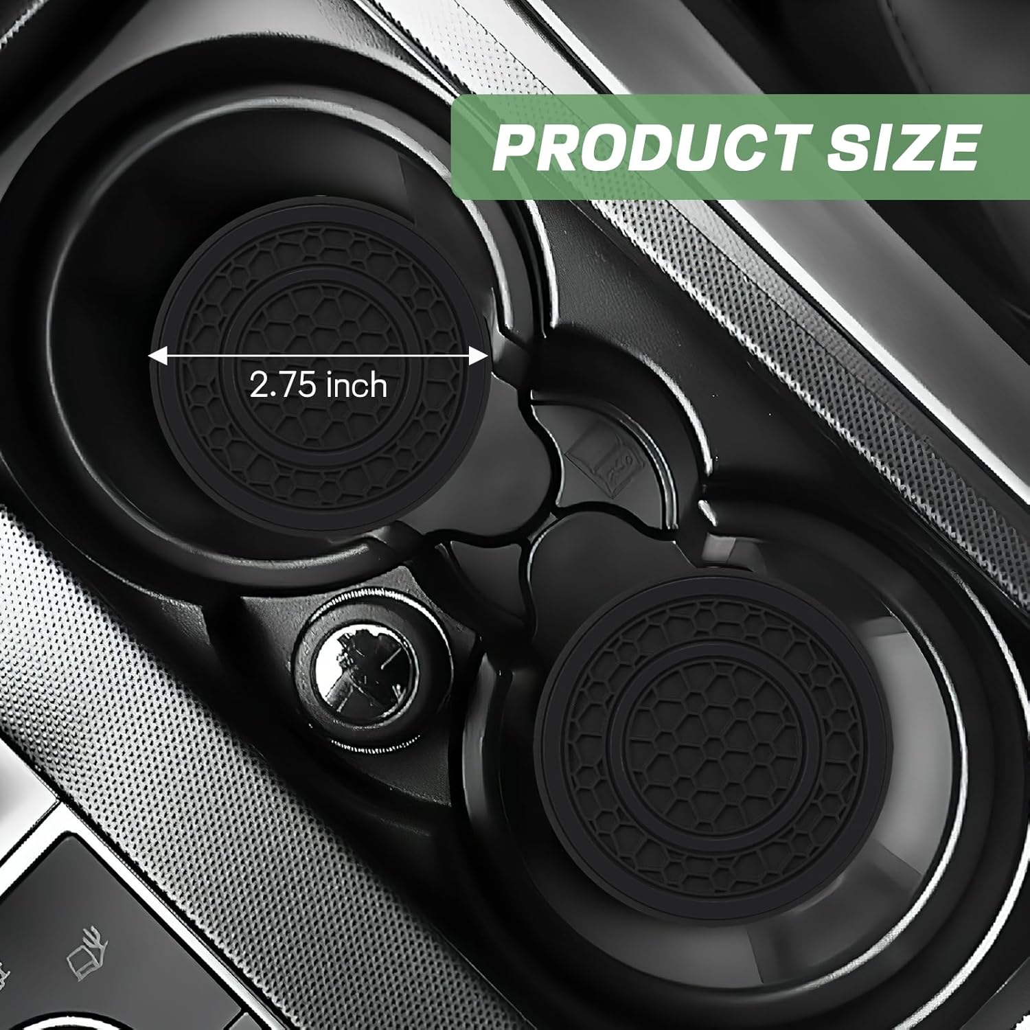 6PCS Black Car Accessories Set, Sporty Auto Interior Decoration Accessories with Leather Car Steering Wheel Cover, Center Console Cover, Seat Belt Shoulder Pads, Cup Coasters (Black)