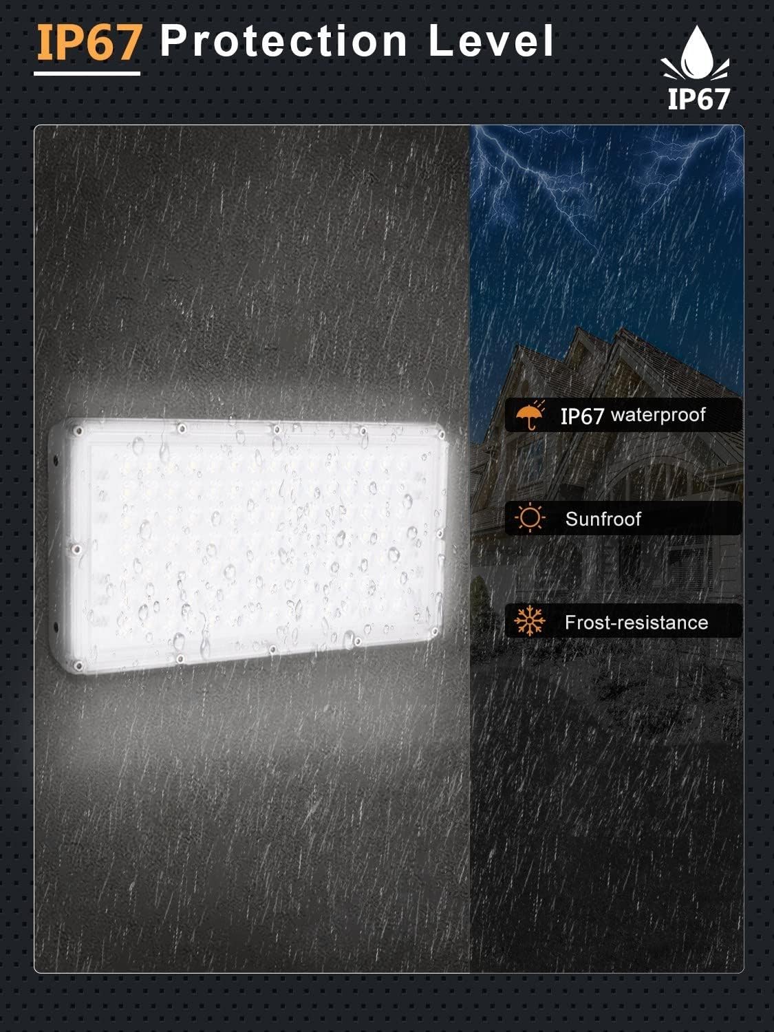 Ankishi 100W LED Flood Lights Outdoor, Super Bright 10000LM 6500K Daylight White Security Floodlights, IP67 Waterproof LED Work Light for Garden, Yard, Stadium, Warehouse, Square, Billboard