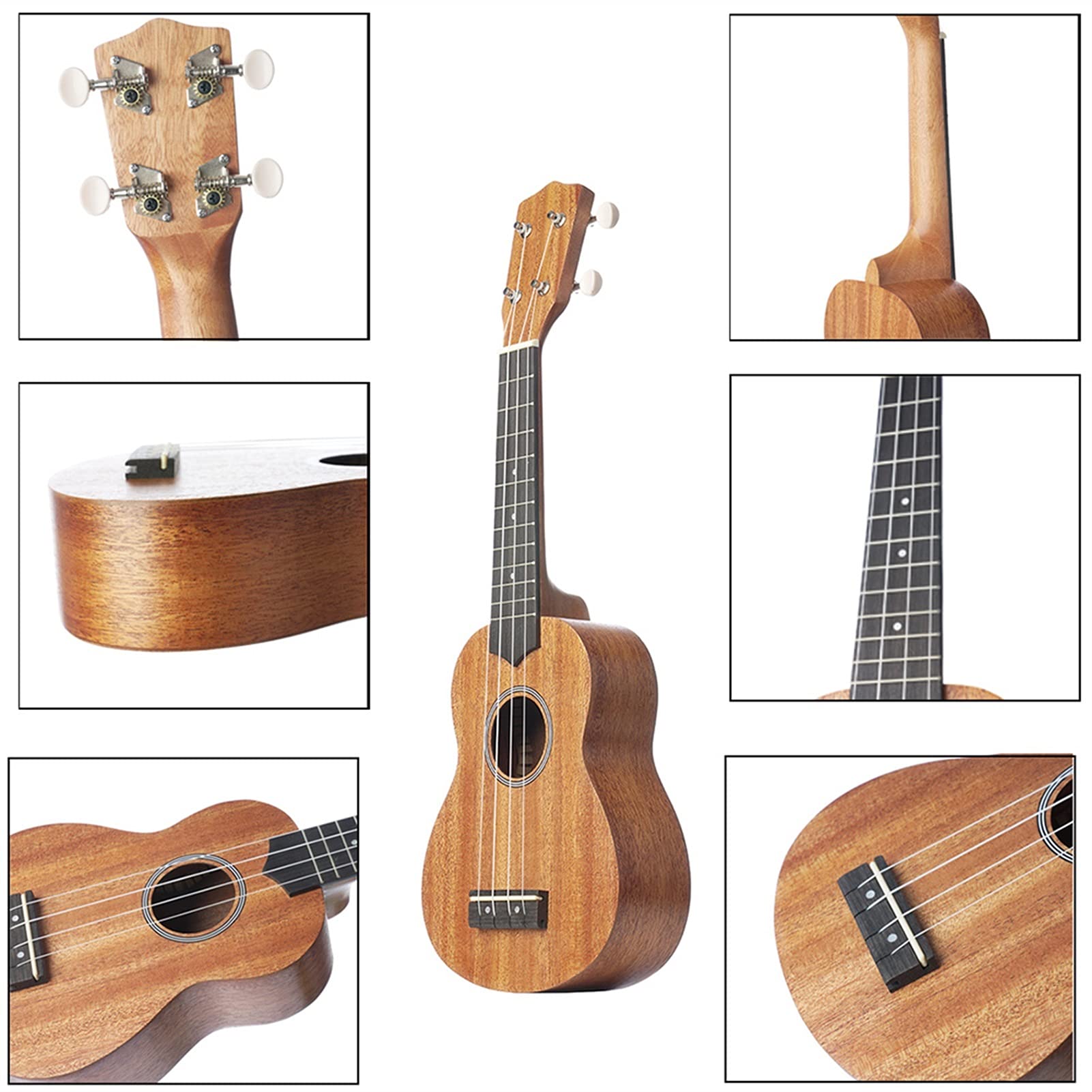 Ukulele koncertowe Początkujący Ukulele 21- calowy Ukeleles Mini Gitara Instrument Muzyczny Drewno Litego Drewno Z String Capo Thumb Pasek Dla Początkujących