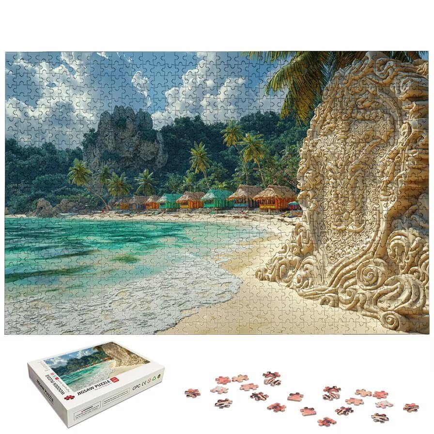 Puzzle 1500 Piezas Playa para Adultos, Puzzle Paisajes de Madera con Caja Regalo para Adultos, Rompecabezas Desafiante para Toda la Familia, Rompecabezas para Regalo Mujer, Home Decoration, -5401