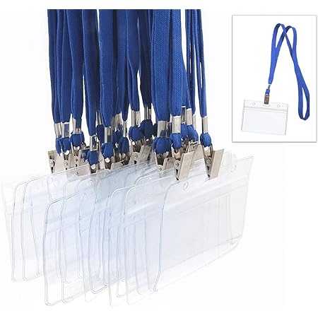 Amazon Xpdesign 名札 ケース ストラップ 名札ケース 名札ホルダー ネームストラップ ネックストラップ ネームホルダー 展示会 ブルー 100セット 名札 ホルダー 文房具 オフィス用品