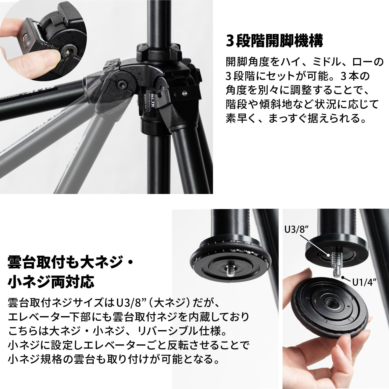 Amazon | SLIK 三脚 プロフェッショナル II NS 3WAY雲台 3段 大型 