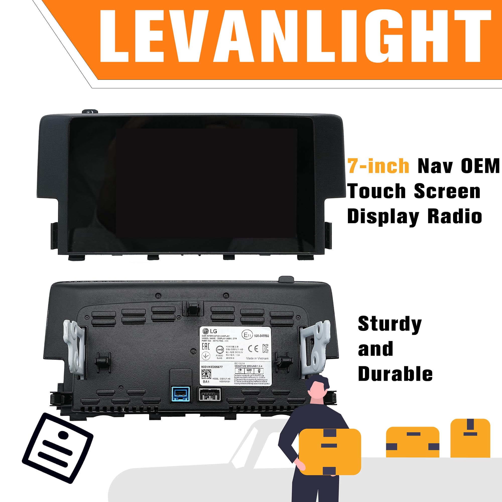 Display Touch Screen 7 Pollici Per Honda Civic 10th 2016-2018 | Sostituzione Nav Radio 39710-TBA-305, 39710-TBA-A11, 39710-TBA-A21