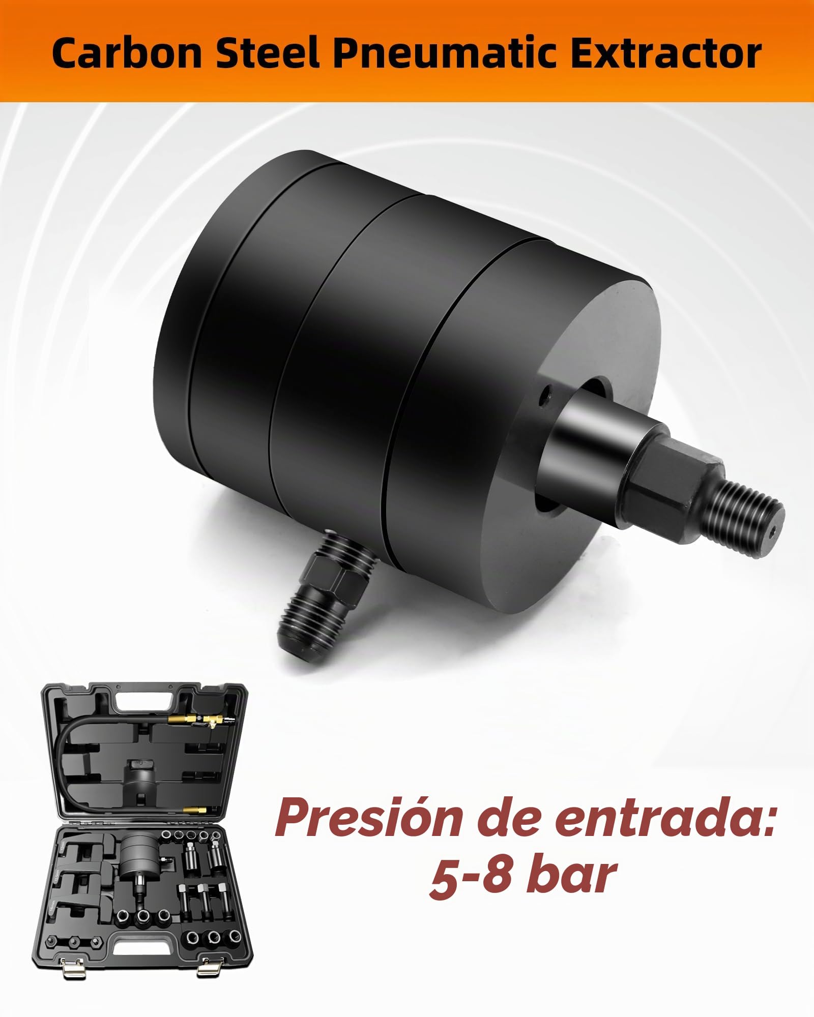 RUIZHI 24pc Extractor Neumático de Boquillas de Inyección - Herramienta de Extracción para Boquillas de Inyección, Inyector de Combustible Diésel, para Bosch Delphi Denso Siemen, con 19 Adaptadores